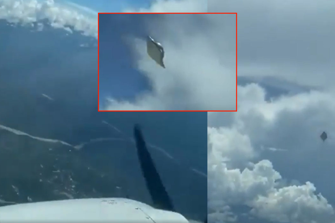 Close Encounter: UFO Almost Collides with Aircraft in the Sky